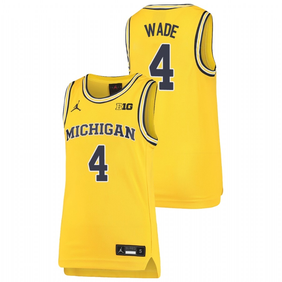 Michigan Wolverines Youth NCAA Brandon Wade #4 Maize Replica College Basketball Jersey SVZ4549NI